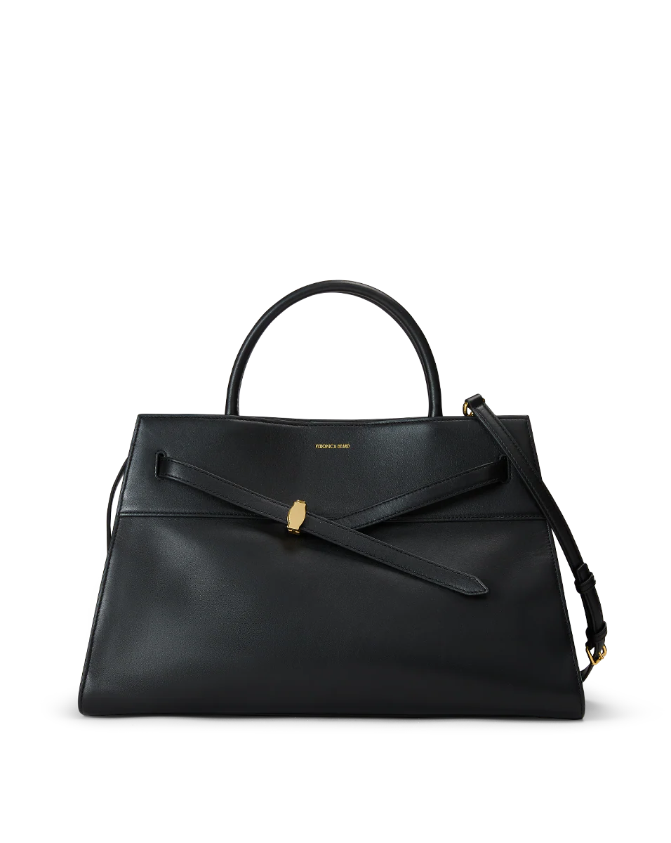 Veronica Beard Large Dash Bag in Black Leather
