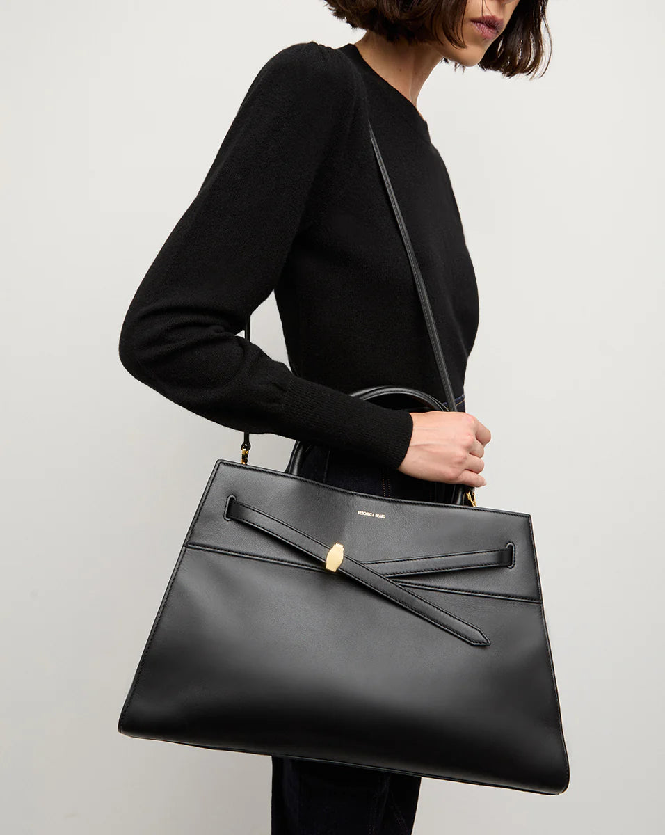 Veronica Beard Large Dash Bag in Black Leather
