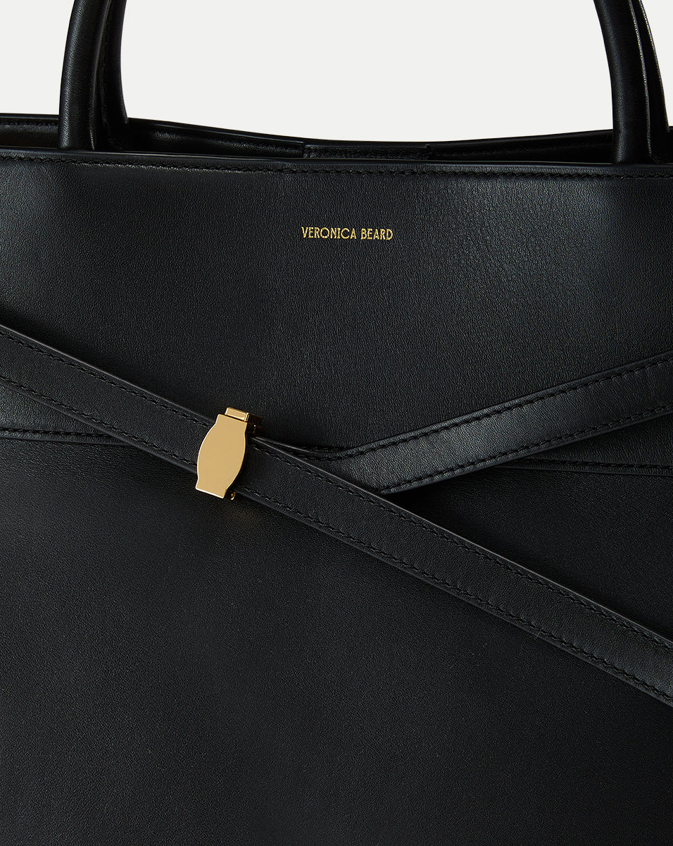 Veronica Beard Large Dash Bag in Black Leather