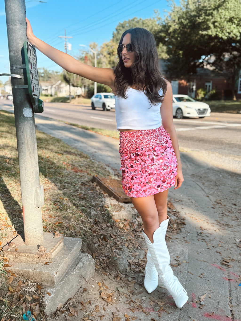 AJE - Pink Sequin Skirt
