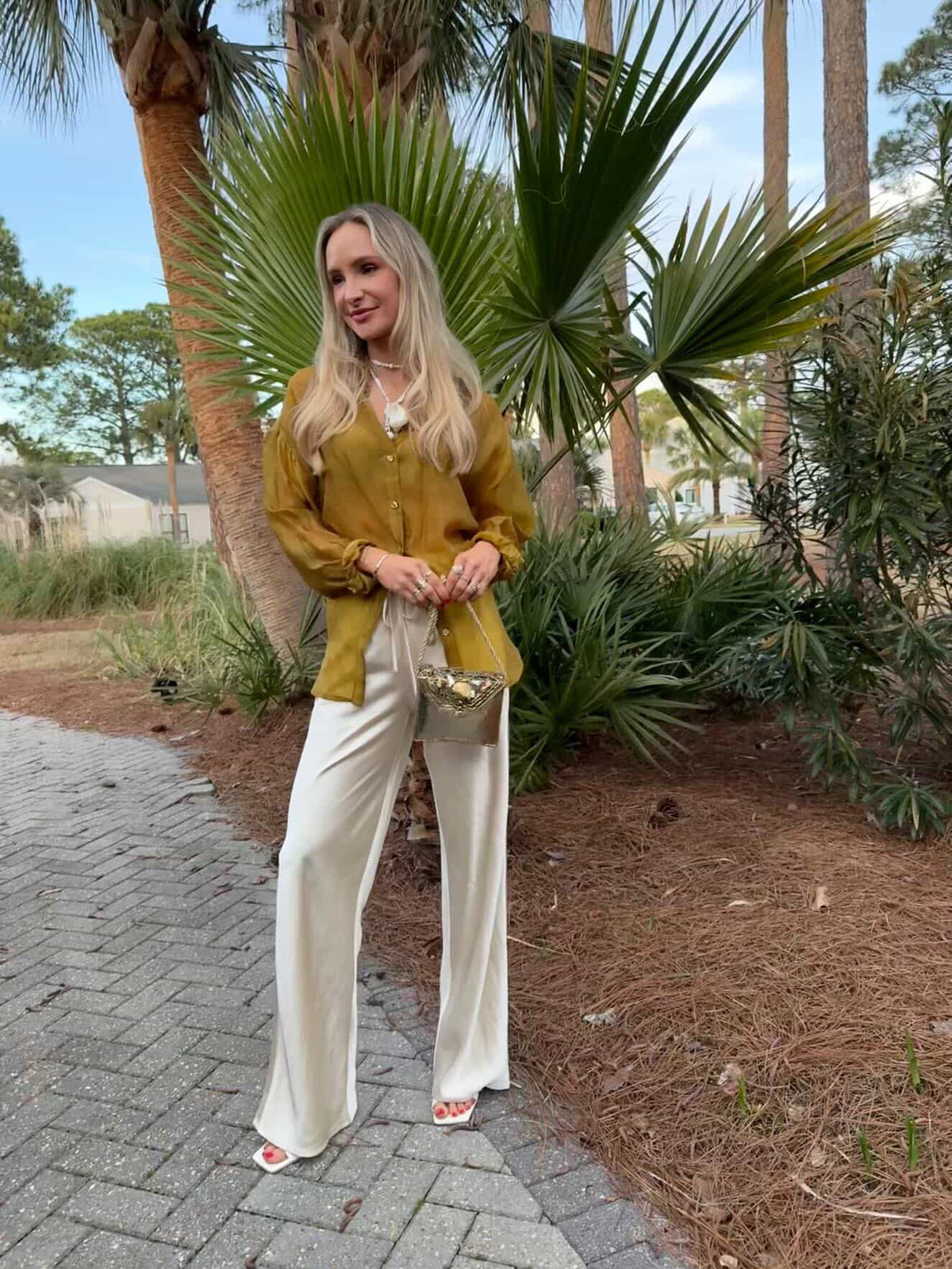 Champagne Satin Pants