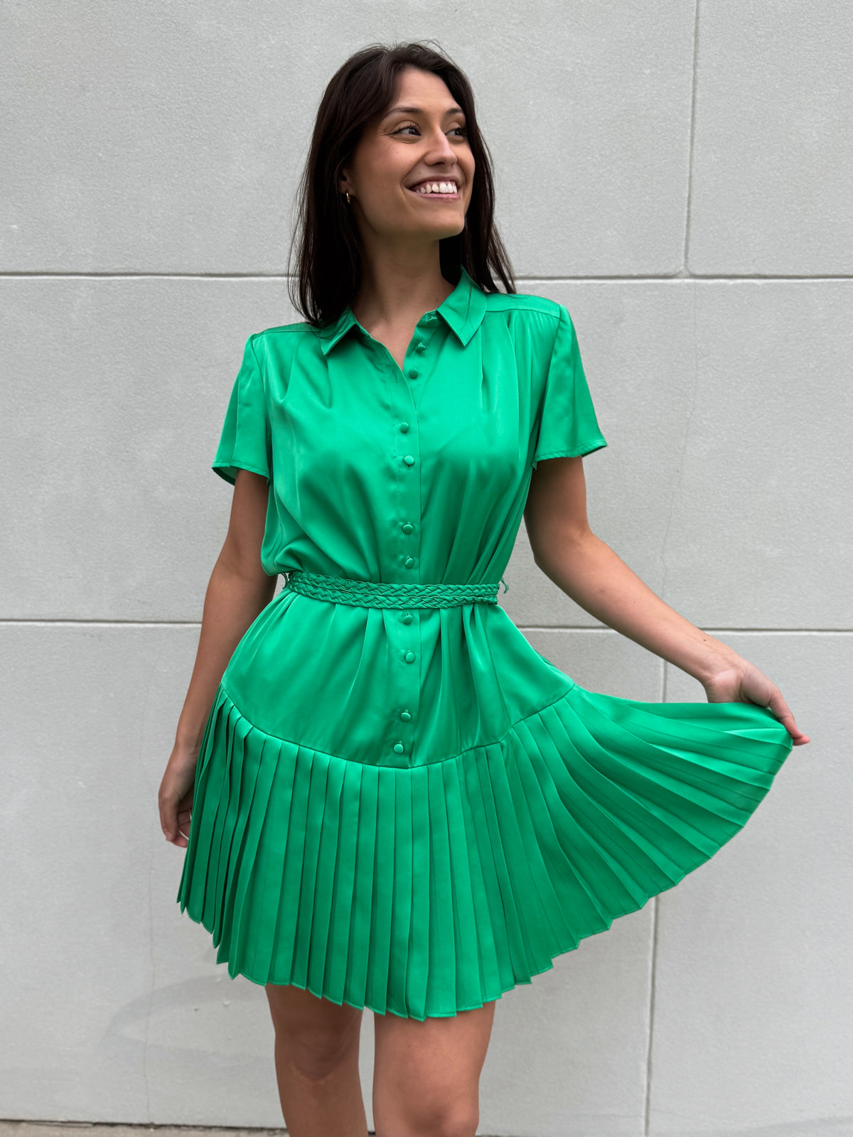 Alden Adair Green Silk Dress