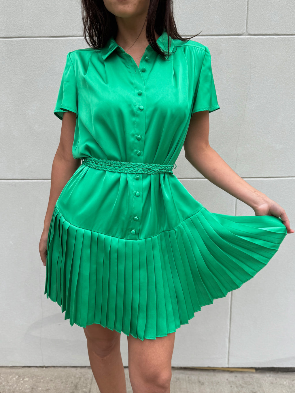 Alden Adair Green Silk Dress