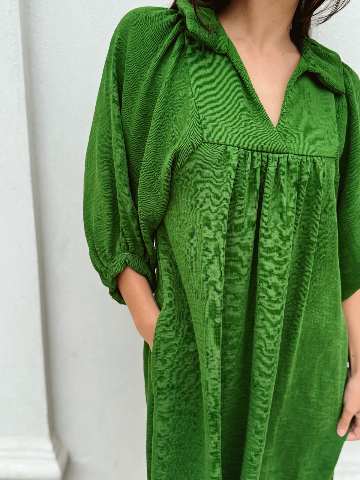 Emily McCarthy Green Corduroy Dress