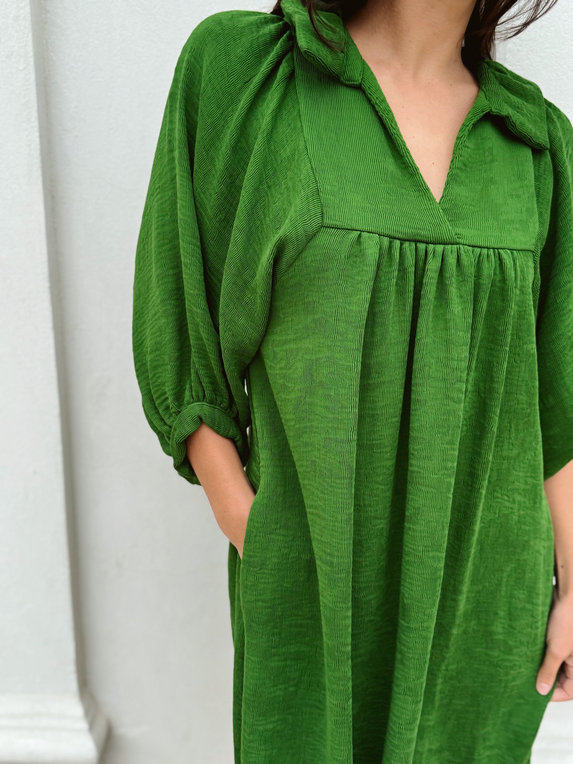 Emily McCarthy Green Corduroy Dress