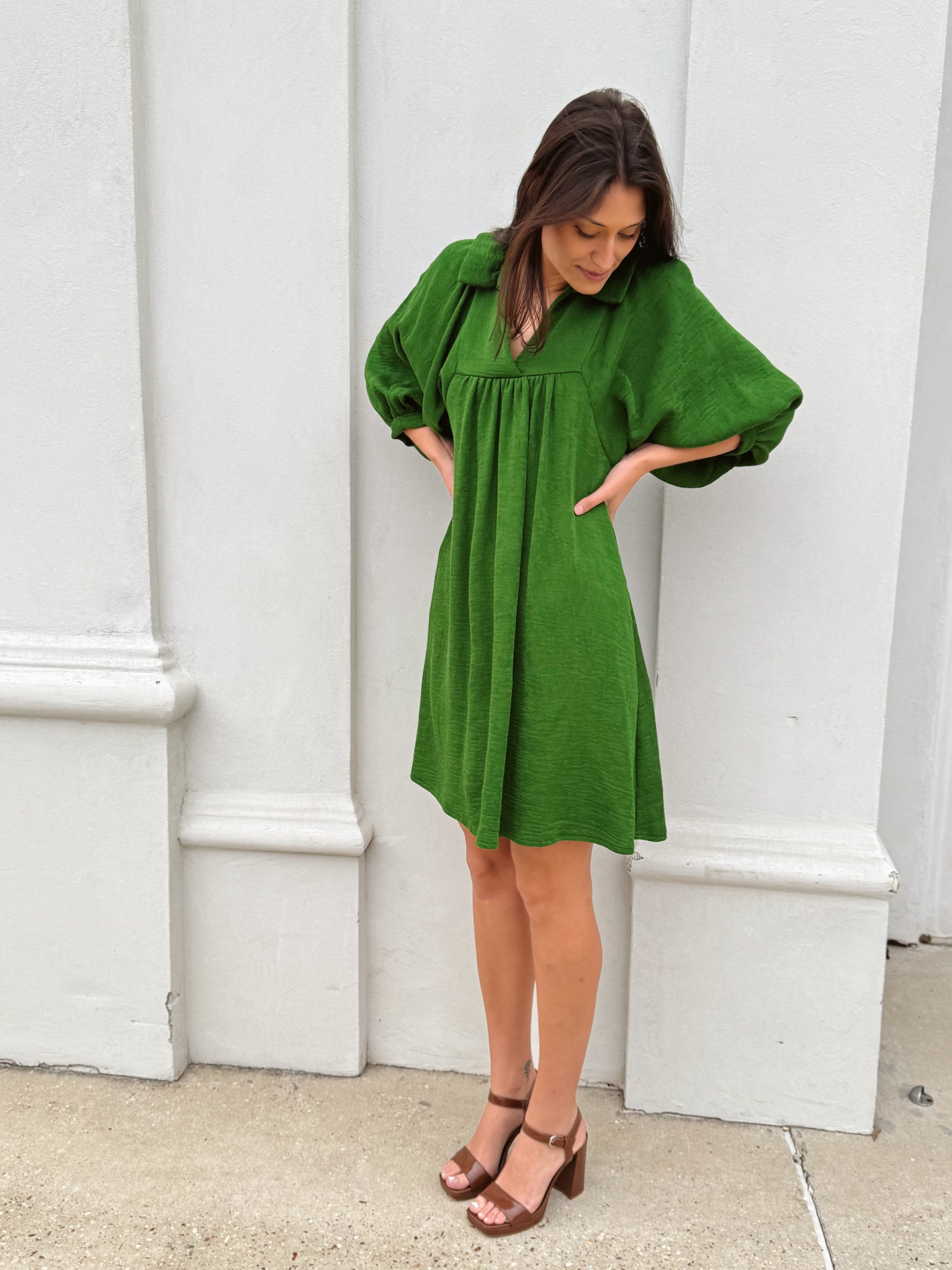 Emily McCarthy Green Corduroy Dress