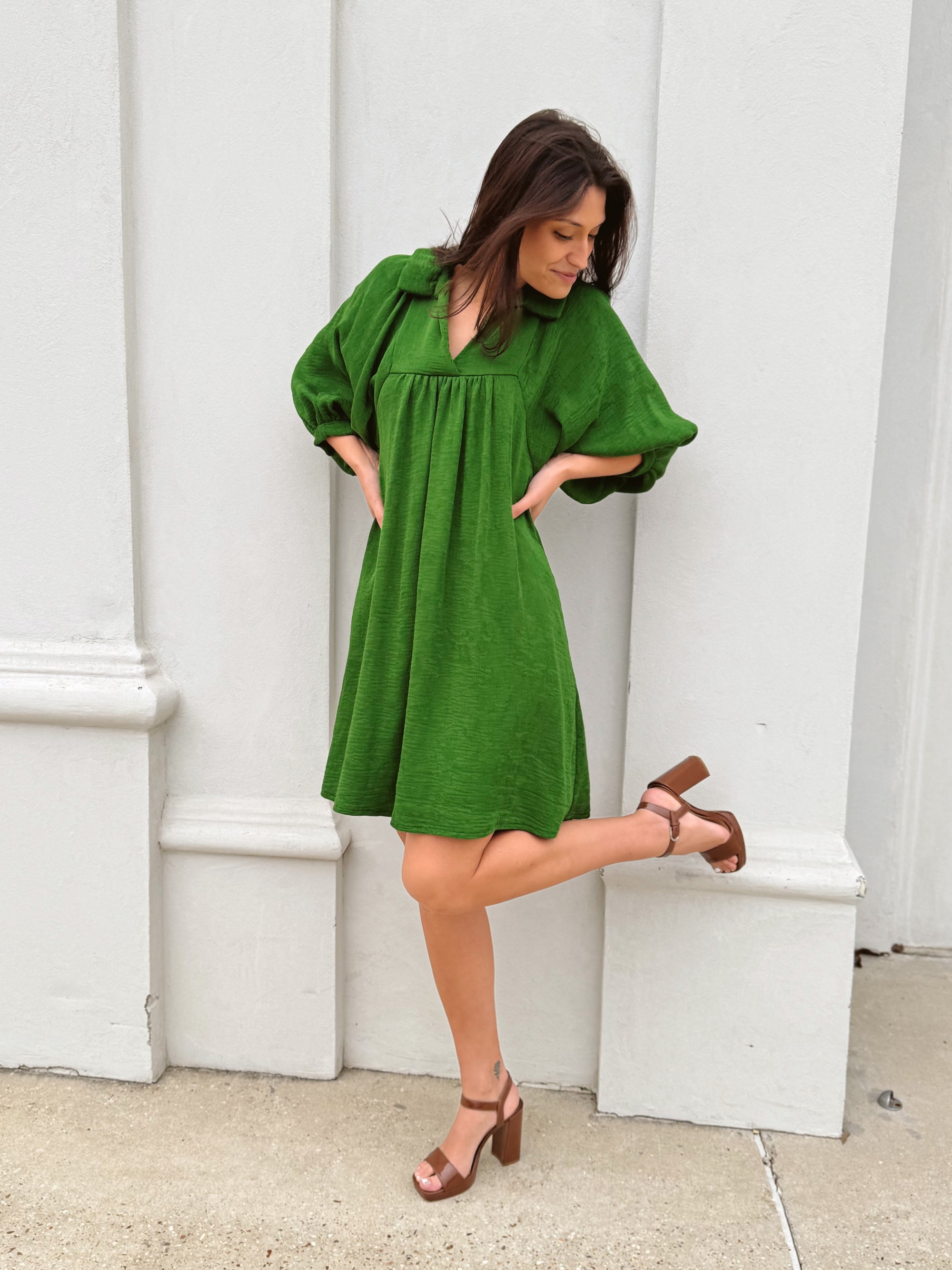 Emily McCarthy Green Corduroy Dress