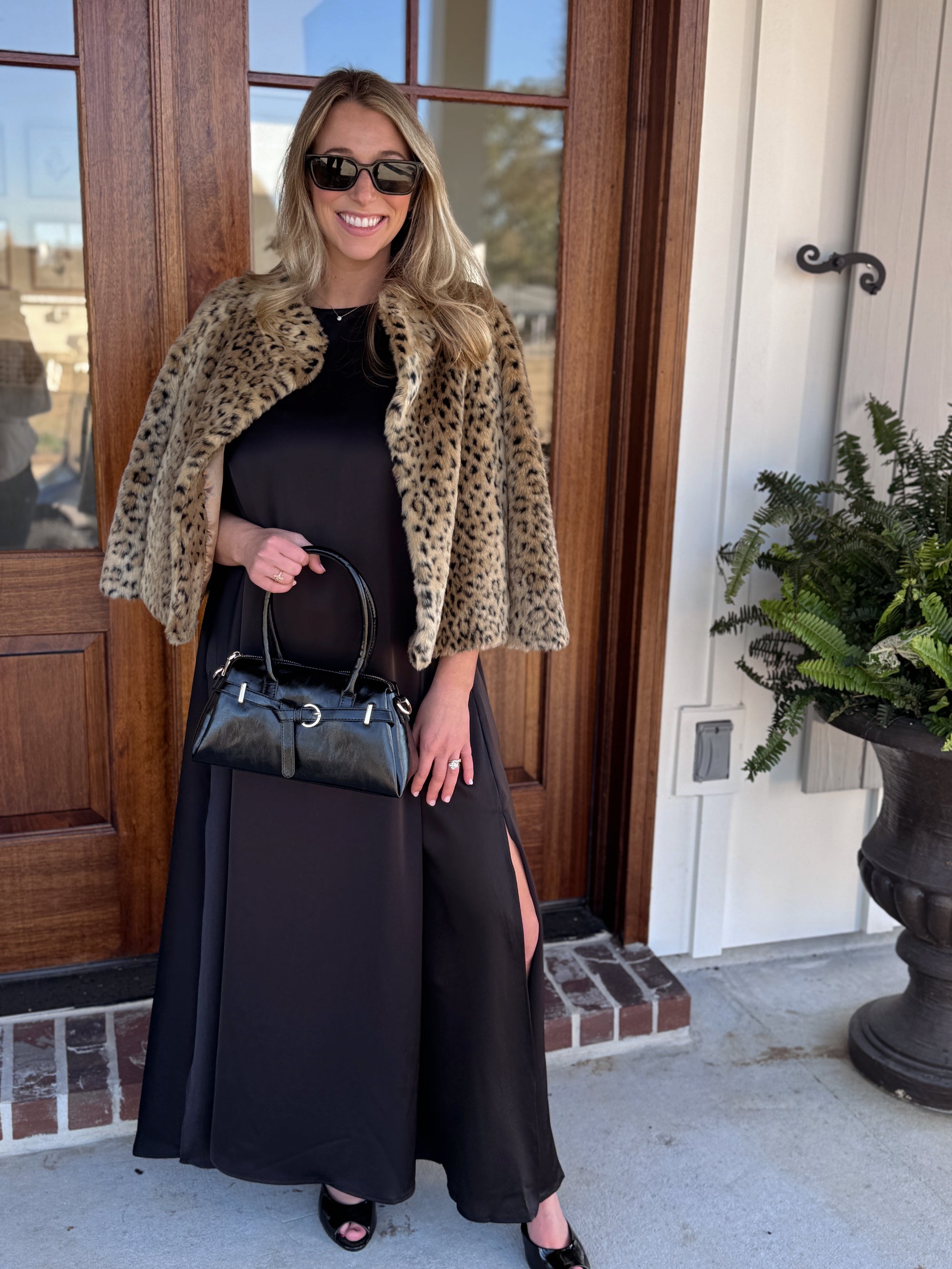 Black Satin Maxi Dress