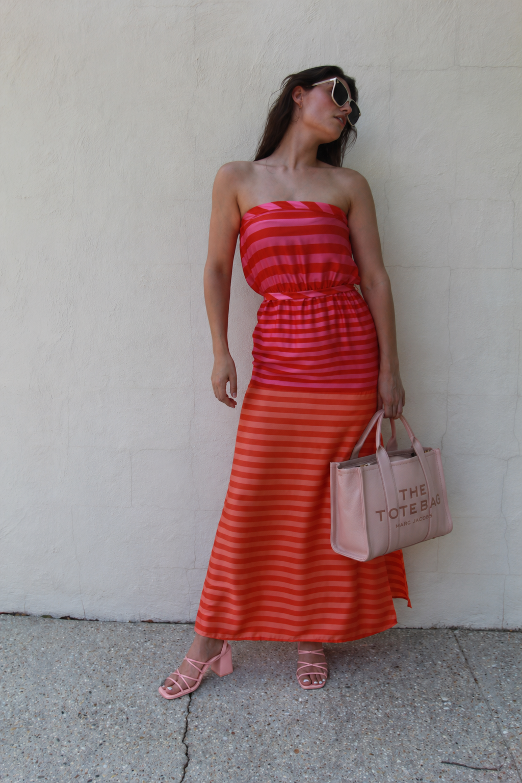 Strapless Striped Maxi