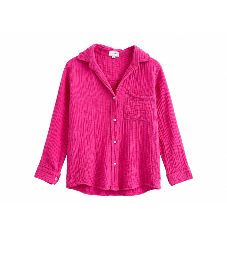 Felicity Pink Gauze Button Up Top