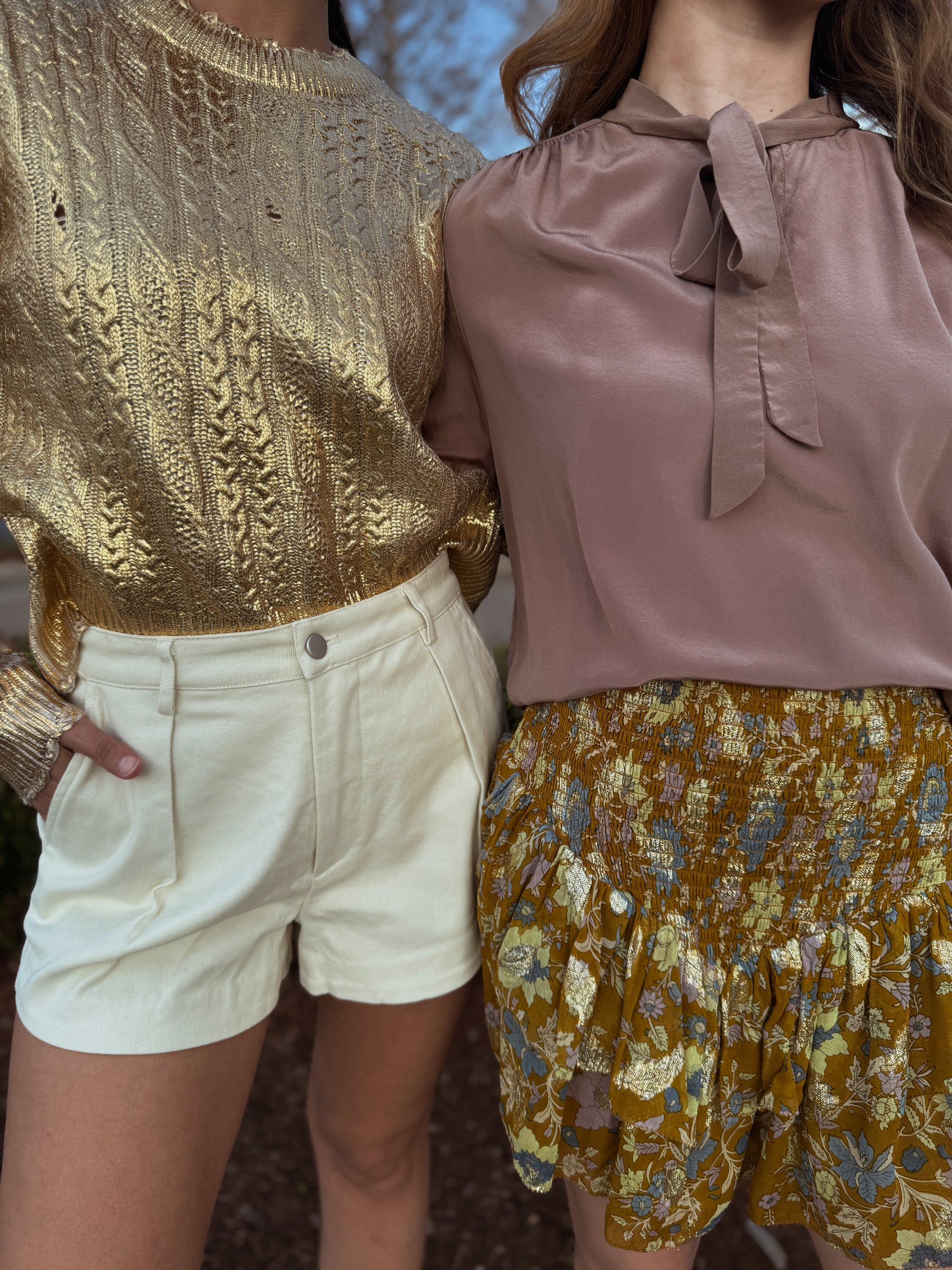 NWT Distressed Gold Sweater