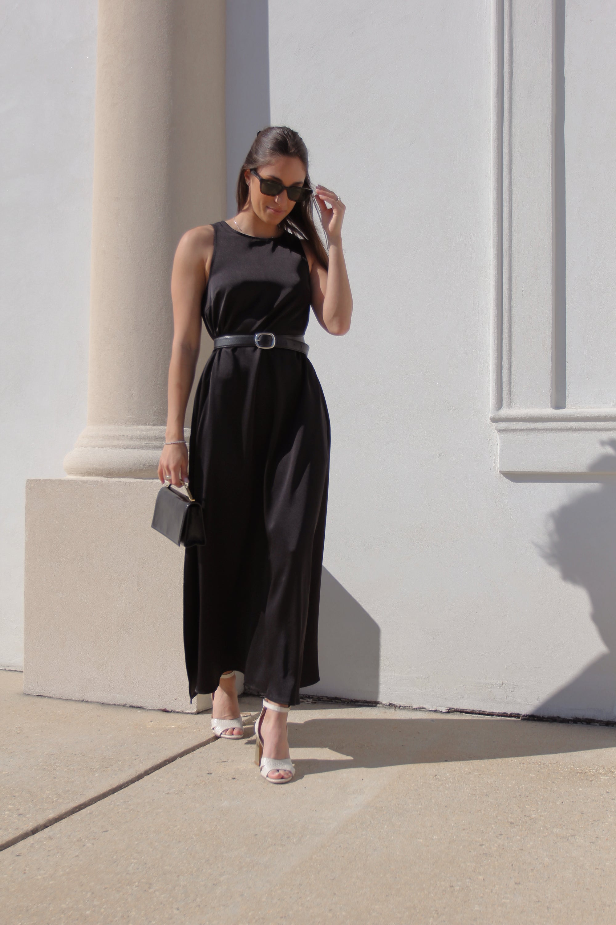 Black Satin Maxi Dress