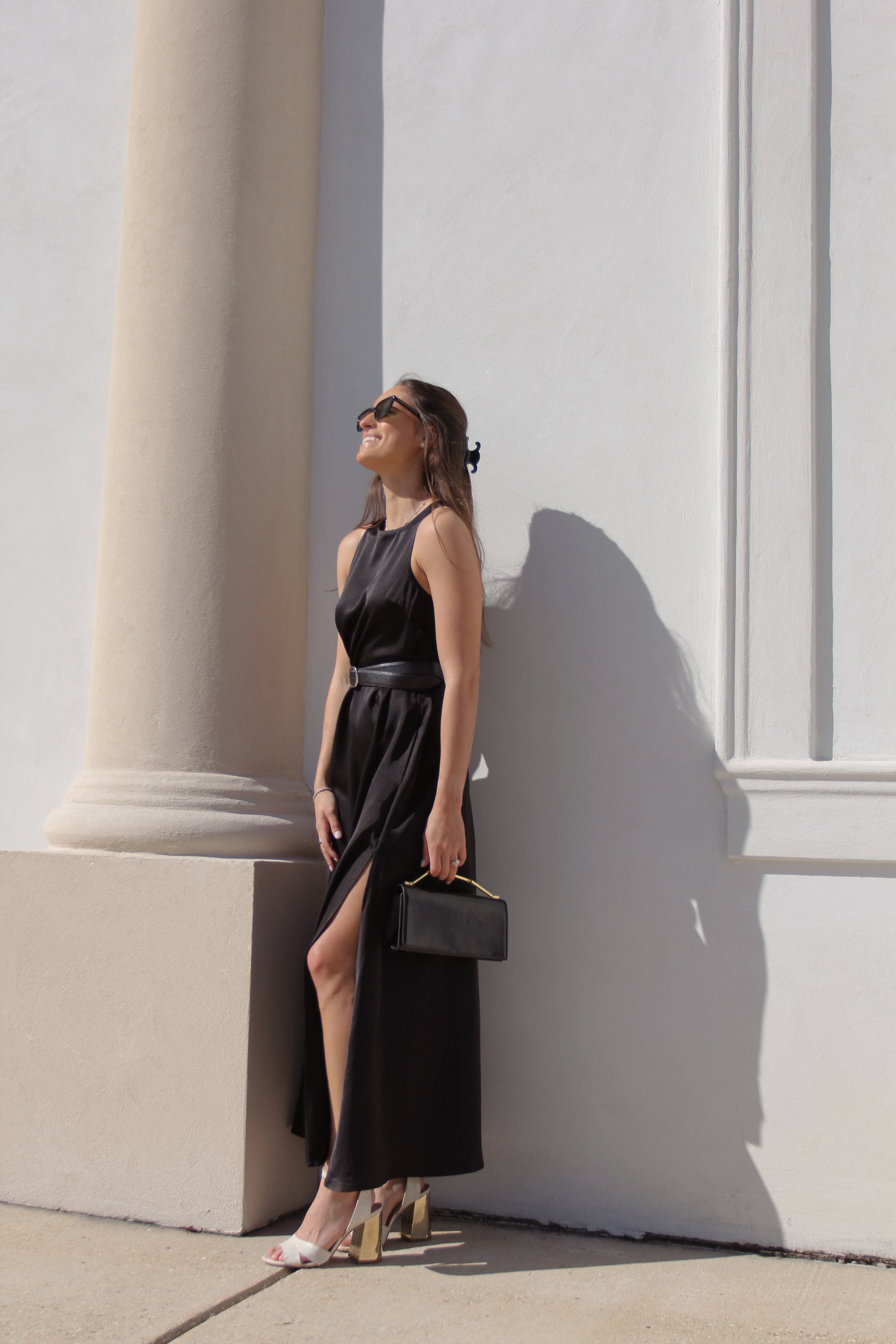 Black Satin Maxi Dress