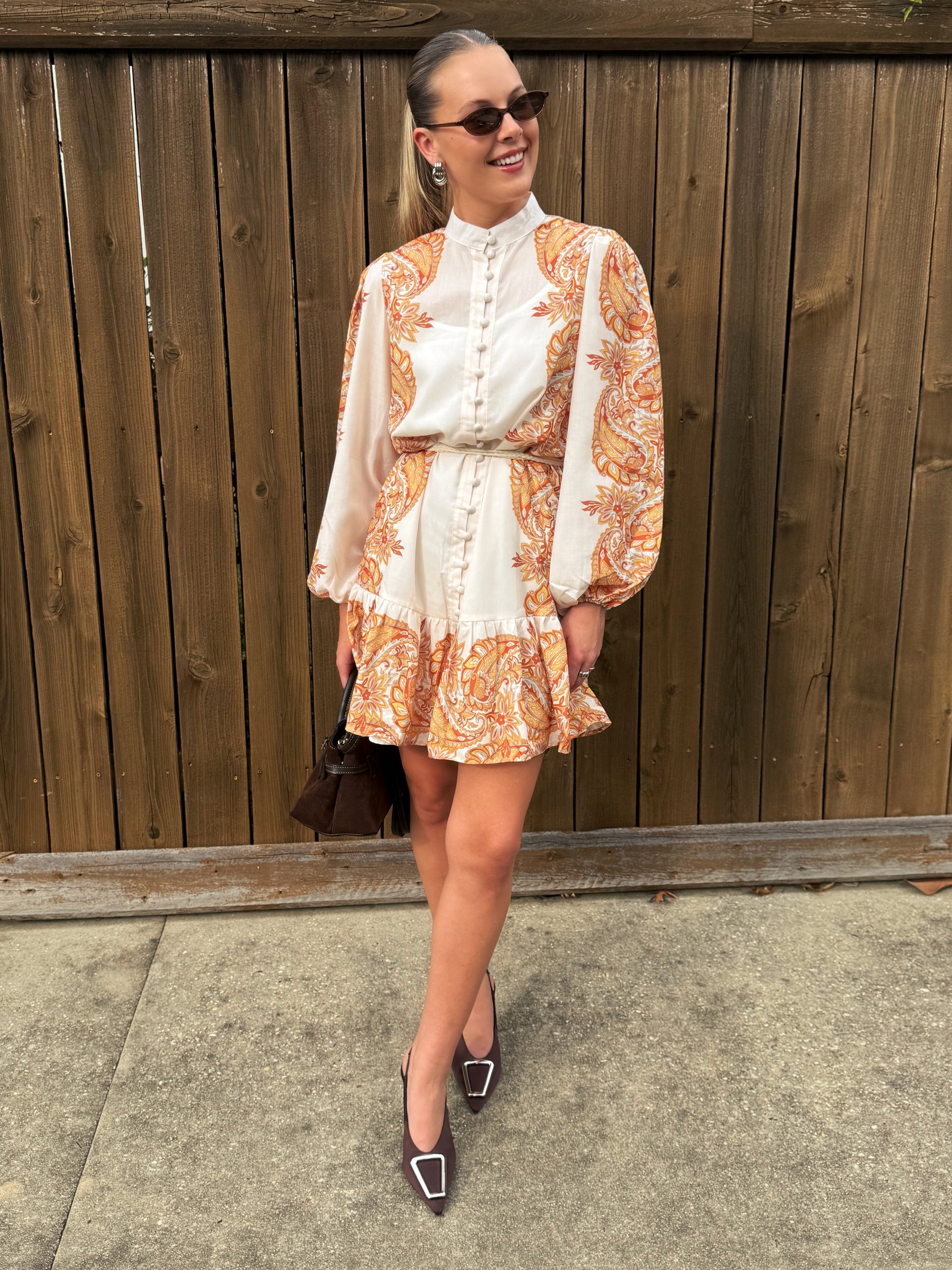 Autumn Paisley Button Up Dress