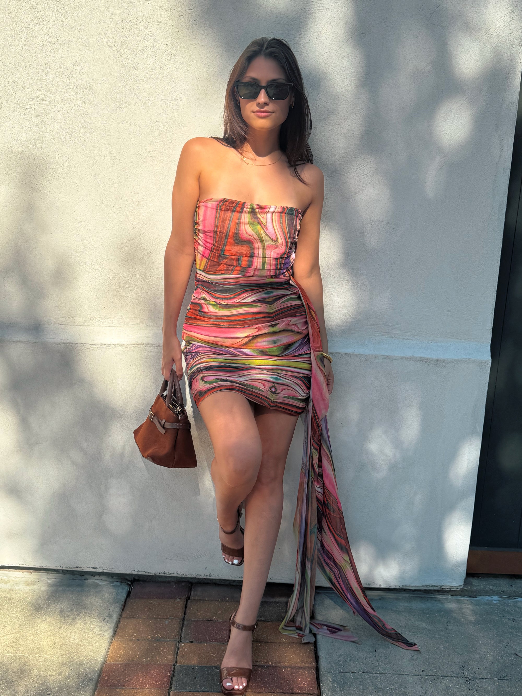 Elliatt Nala Marble Strapless Mini Dress