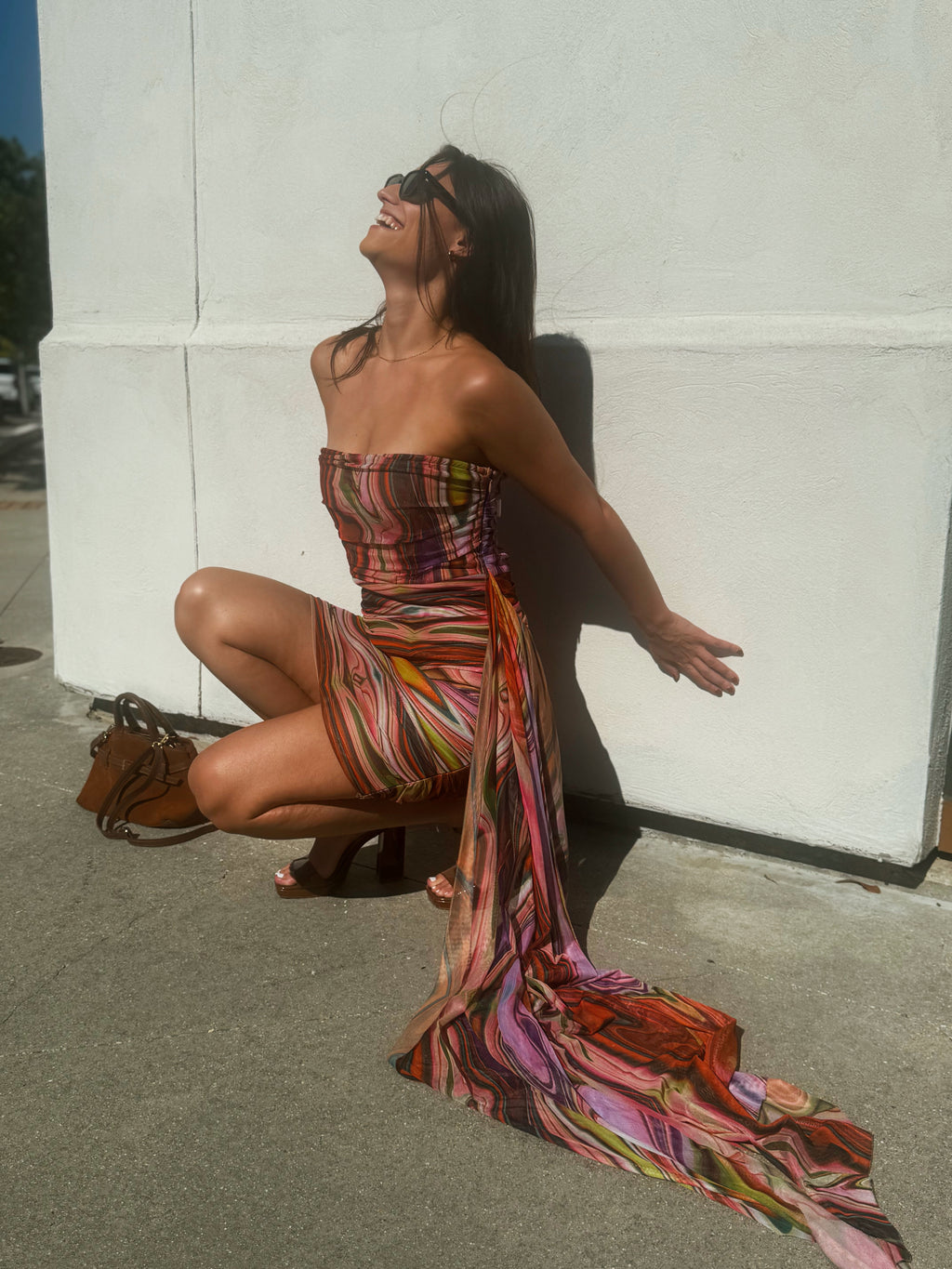 Elliatt Nala Marble Strapless Mini Dress