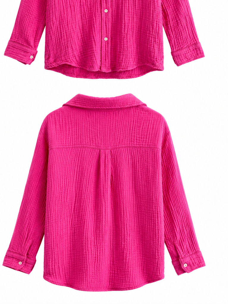 Felicity Pink Gauze Button Up Top