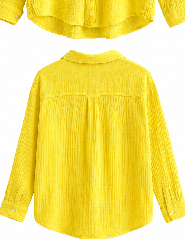 Felicity Yellow Gauze Button Up Top