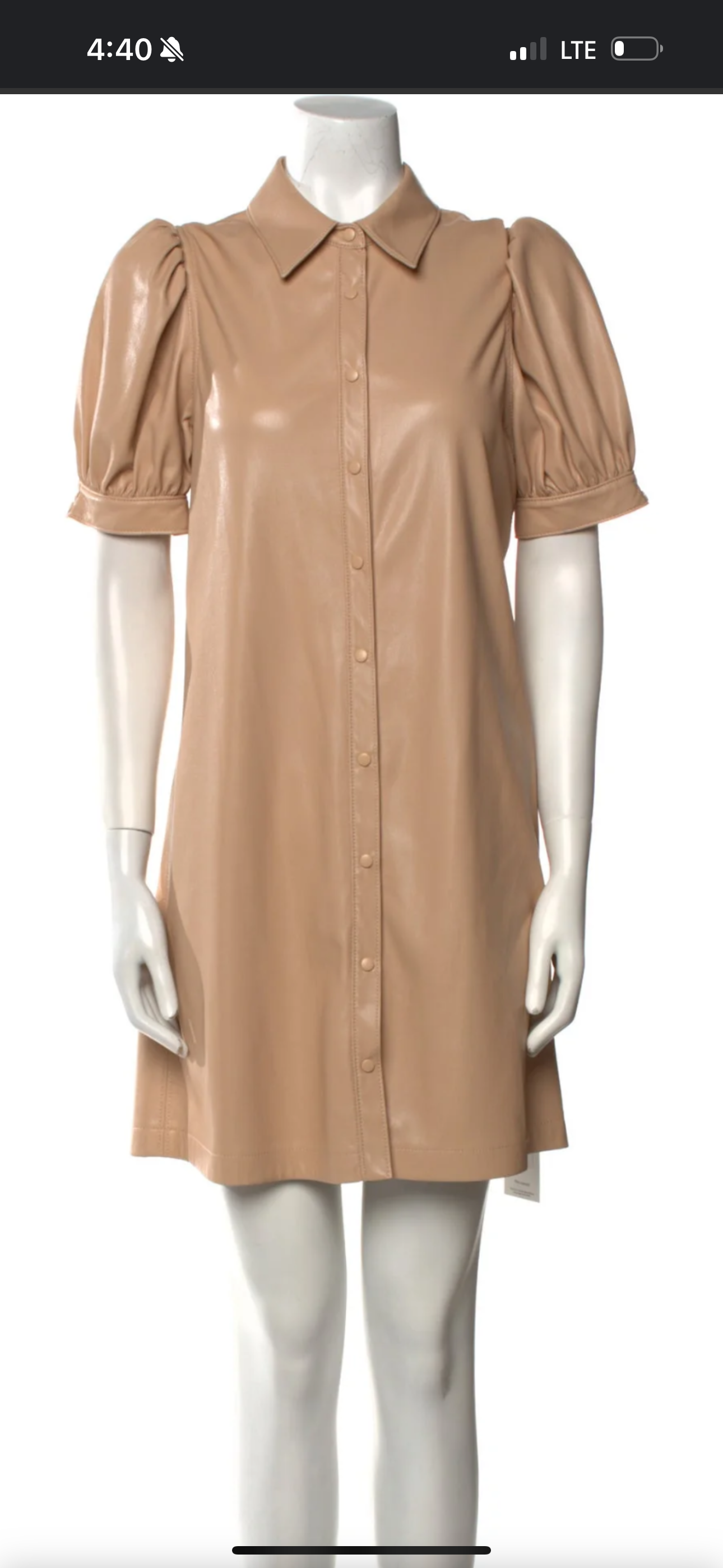 Puff sleeve vegan leather dress