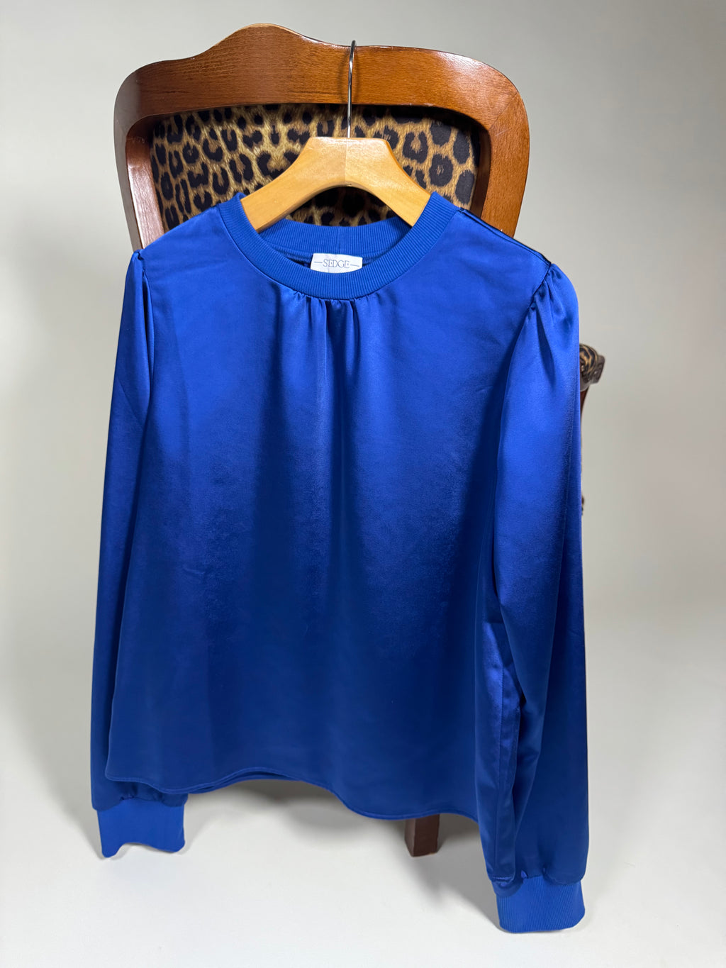 Royal Blue Satin Crew Neck