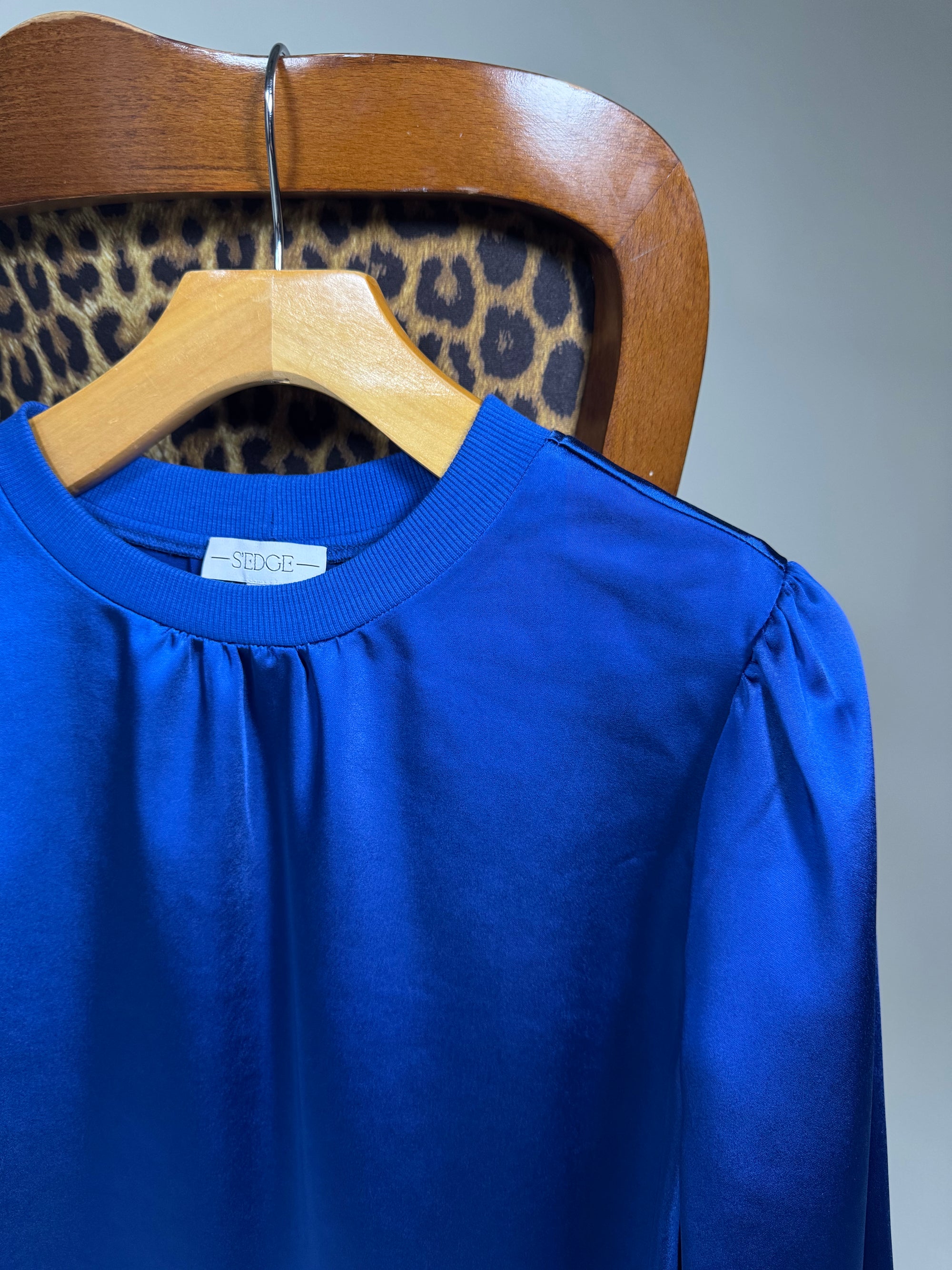 Royal Blue Satin Crew Neck