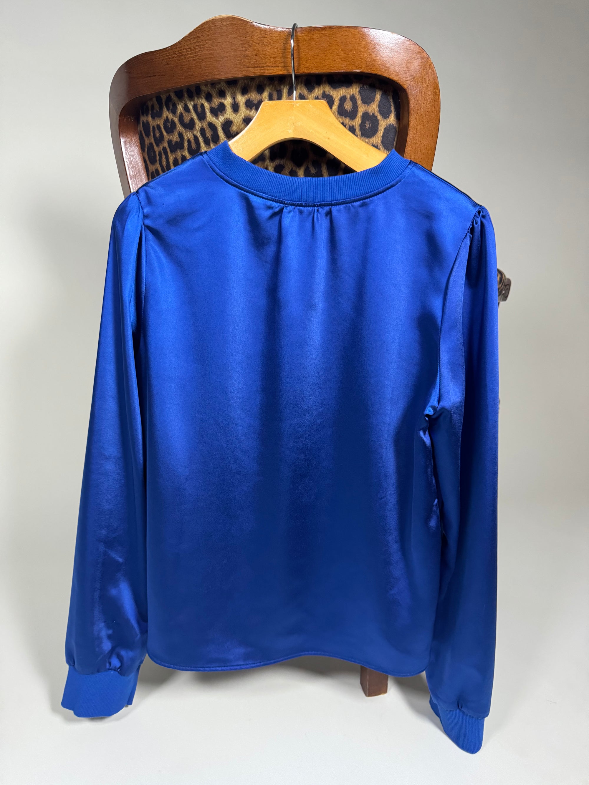 Royal Blue Satin Crew Neck