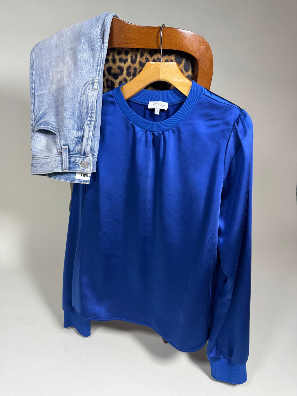Royal Blue Satin Crew Neck