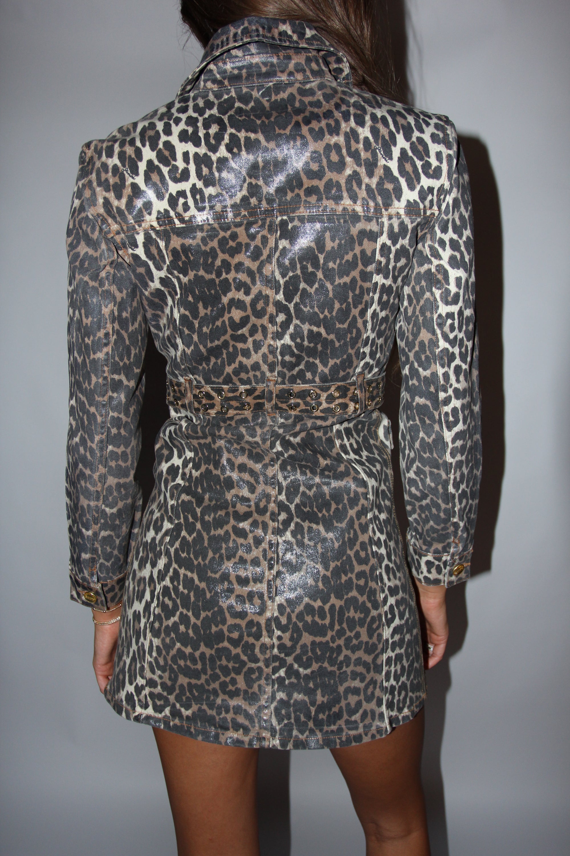 GANNI Leopard Denim Dress