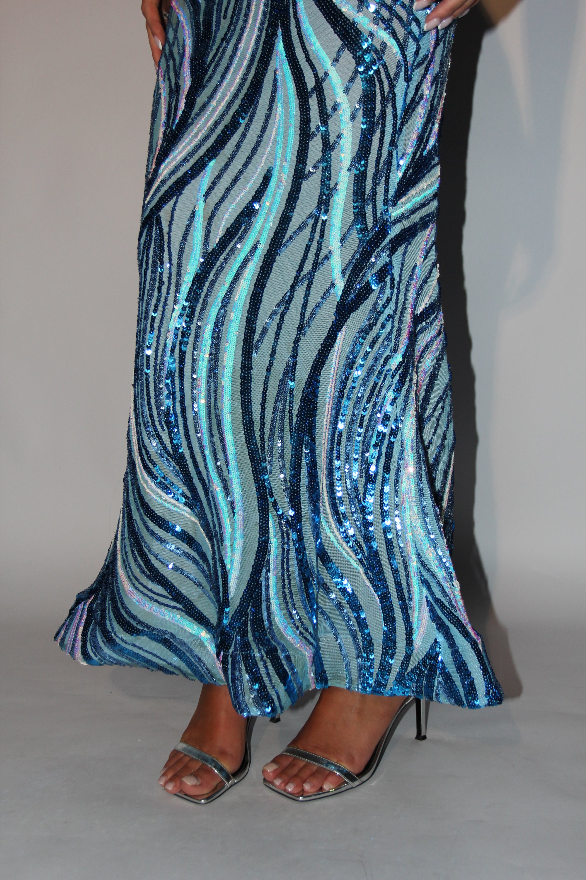 Portia and Scarlett Blue Sequin Gown