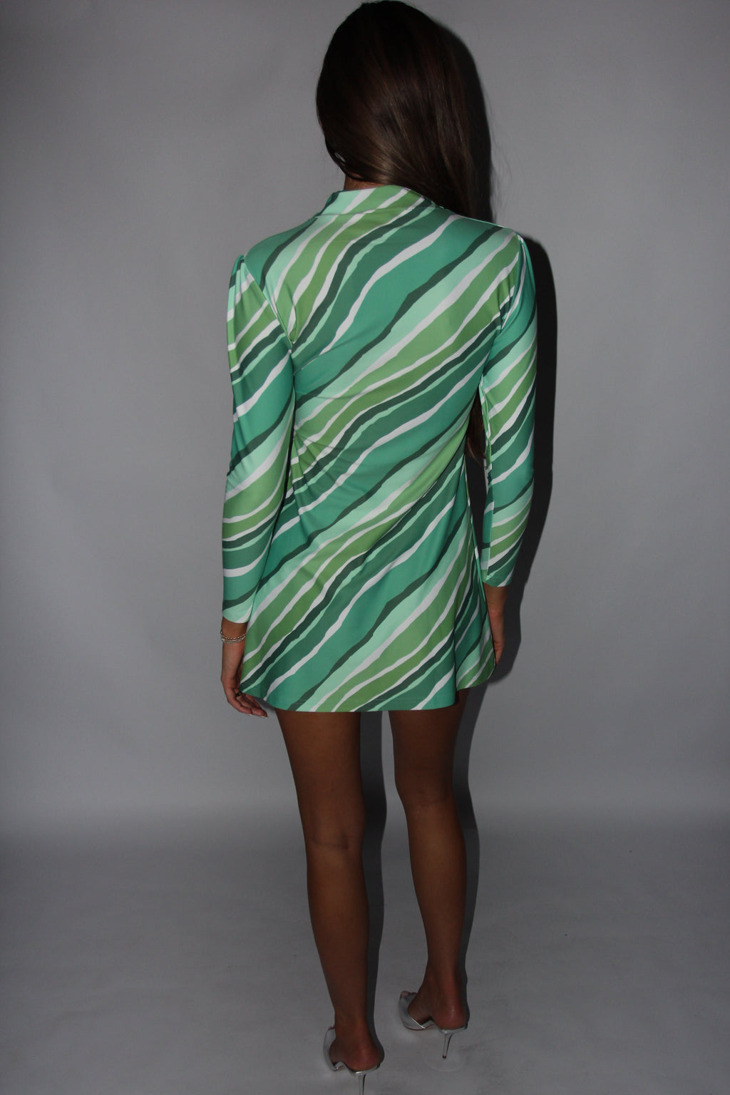 Smith and Quinn Green Striped Long Sleeve Dress