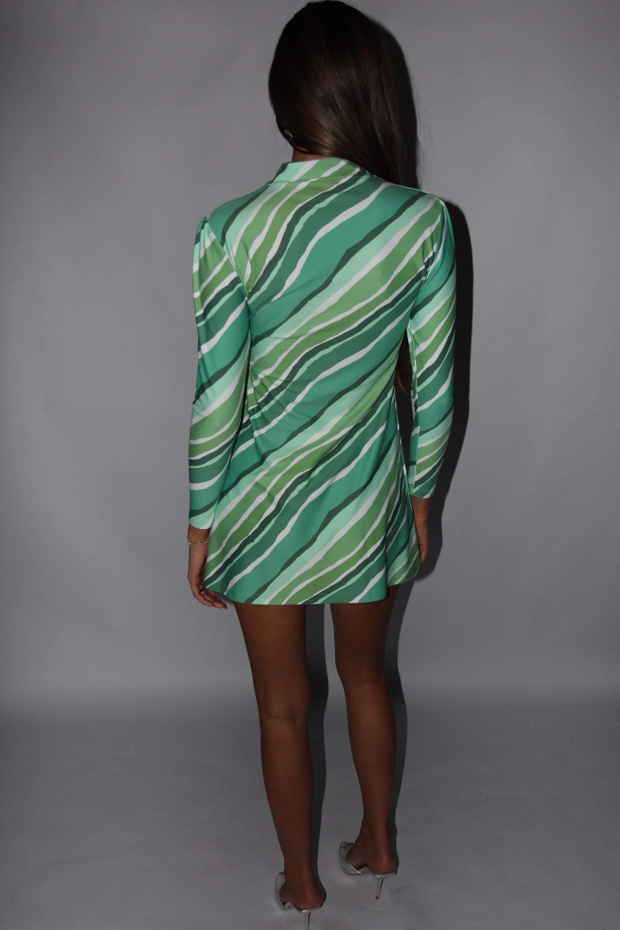 Smith and Quinn Green Striped Long Sleeve Dress