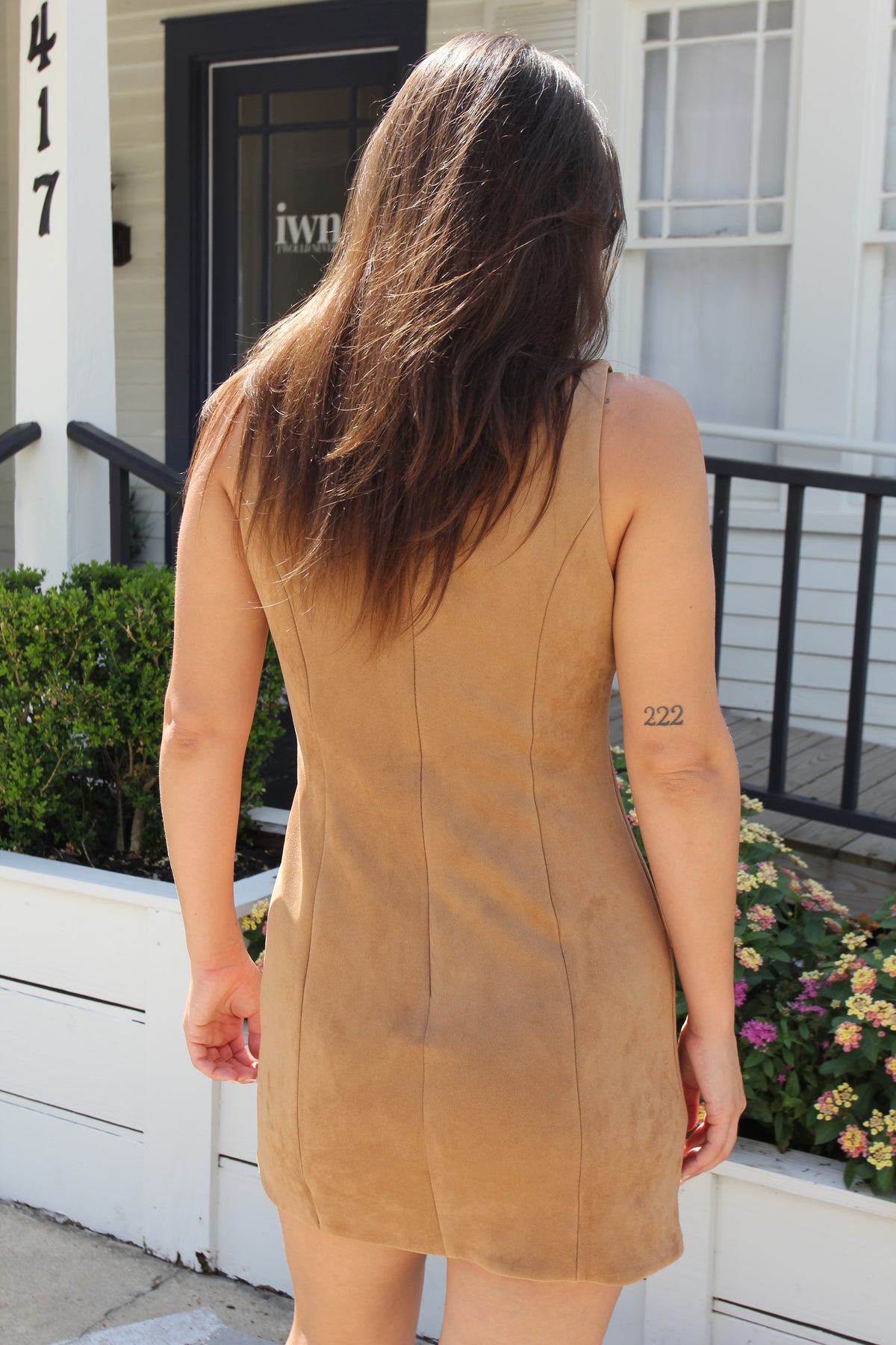 Day + Moon Brown Suede Mini Dress