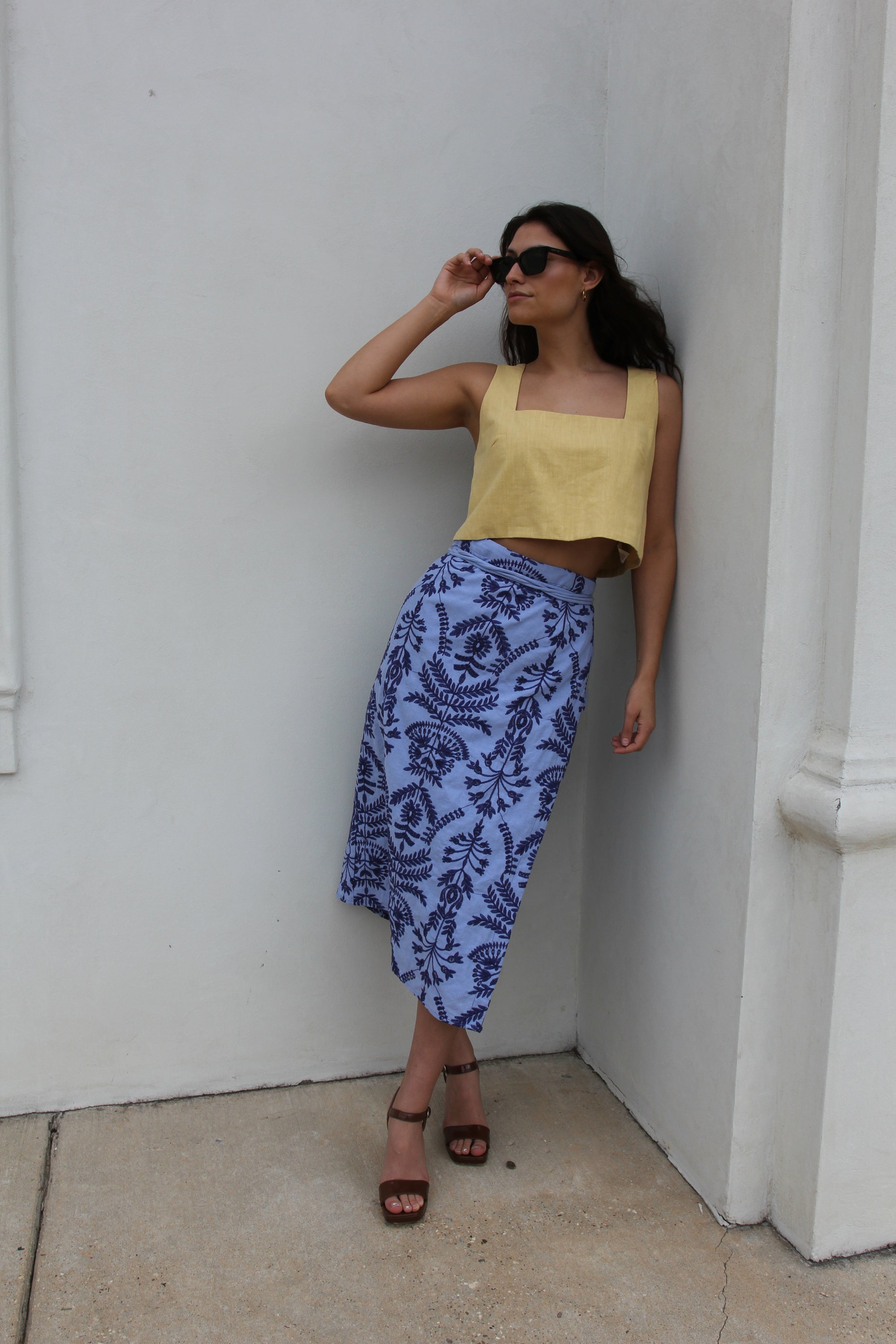 Yellow Square Neck Top