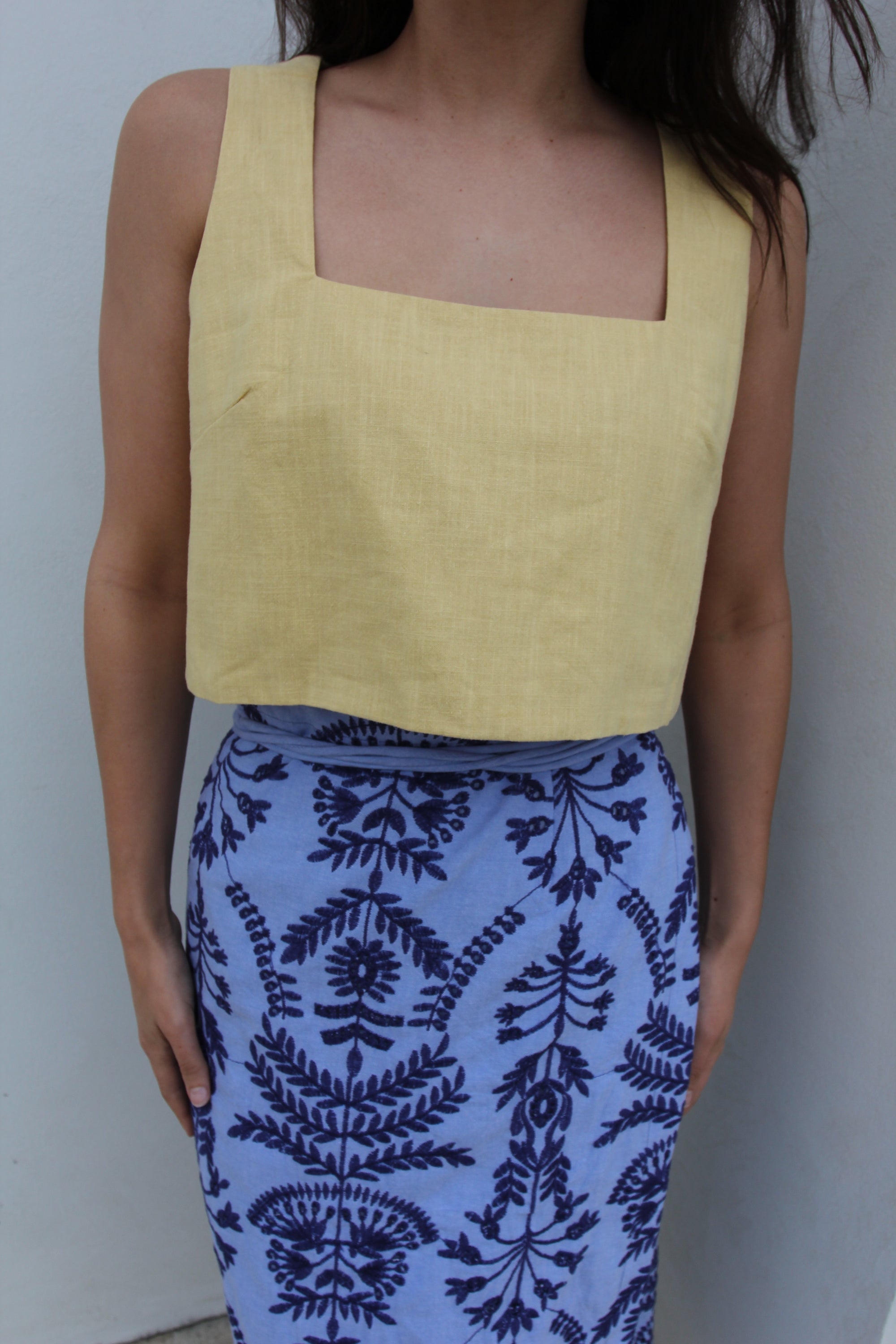 Yellow Square Neck Top