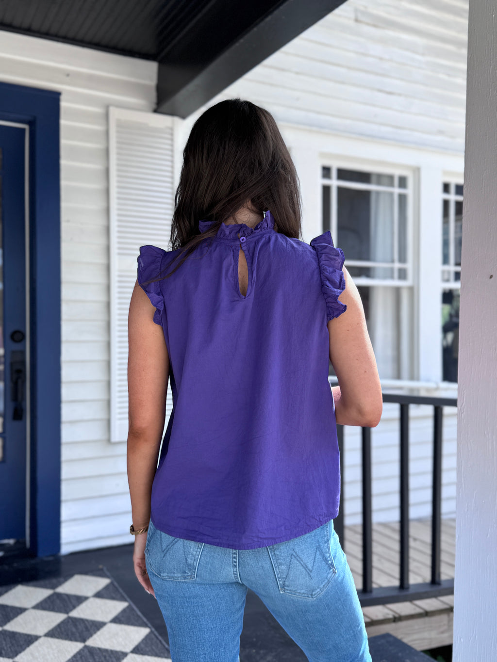 Stark X Purple Ruffle Sleeve Top