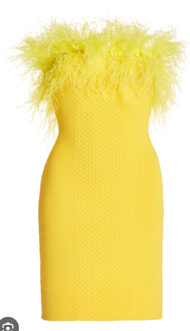 STAUD Blanca Feather Trim Knit Mini Dress