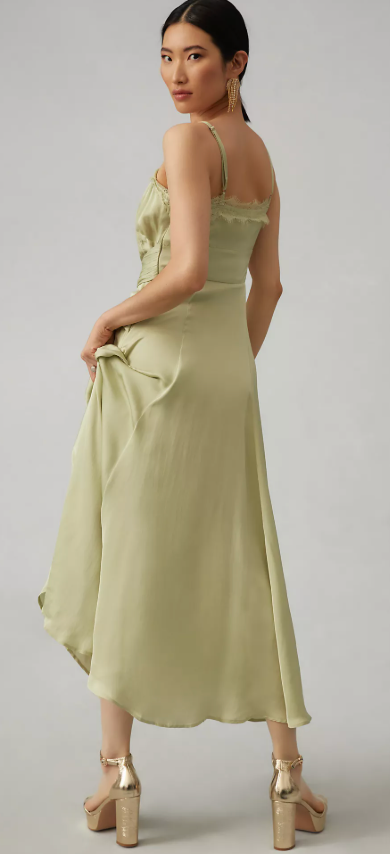 Anthropologie Let Me Be A-Line Lace-Trimmed Midi Dress