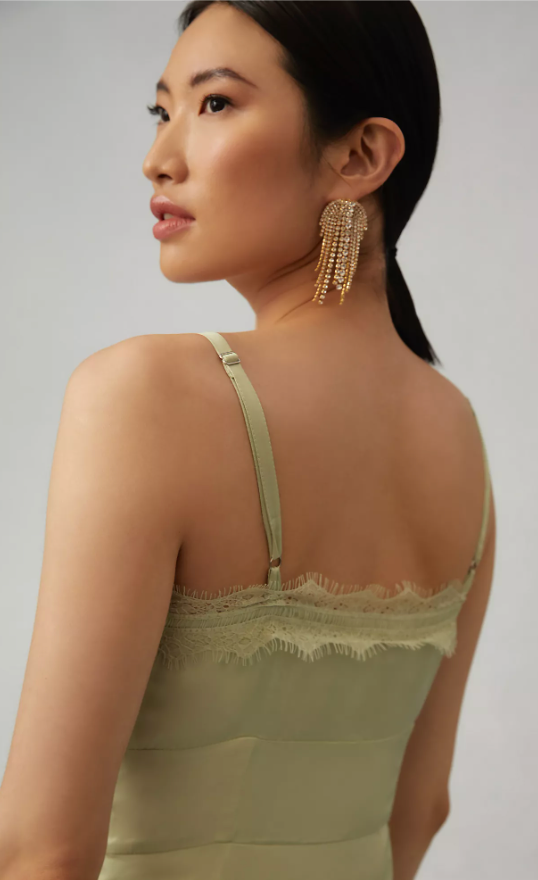 Anthropologie Let Me Be A-Line Lace-Trimmed Midi Dress