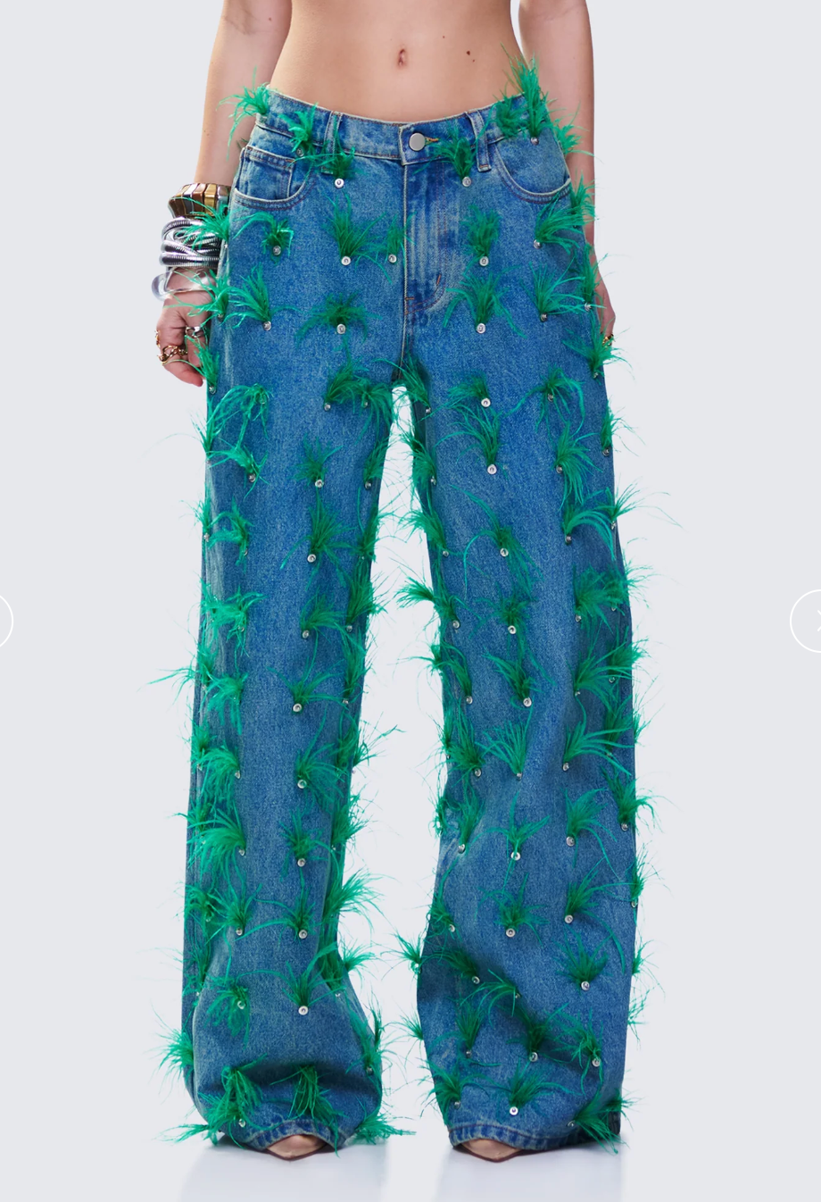 Zia Blue Denim Feather Straight Leg Pant