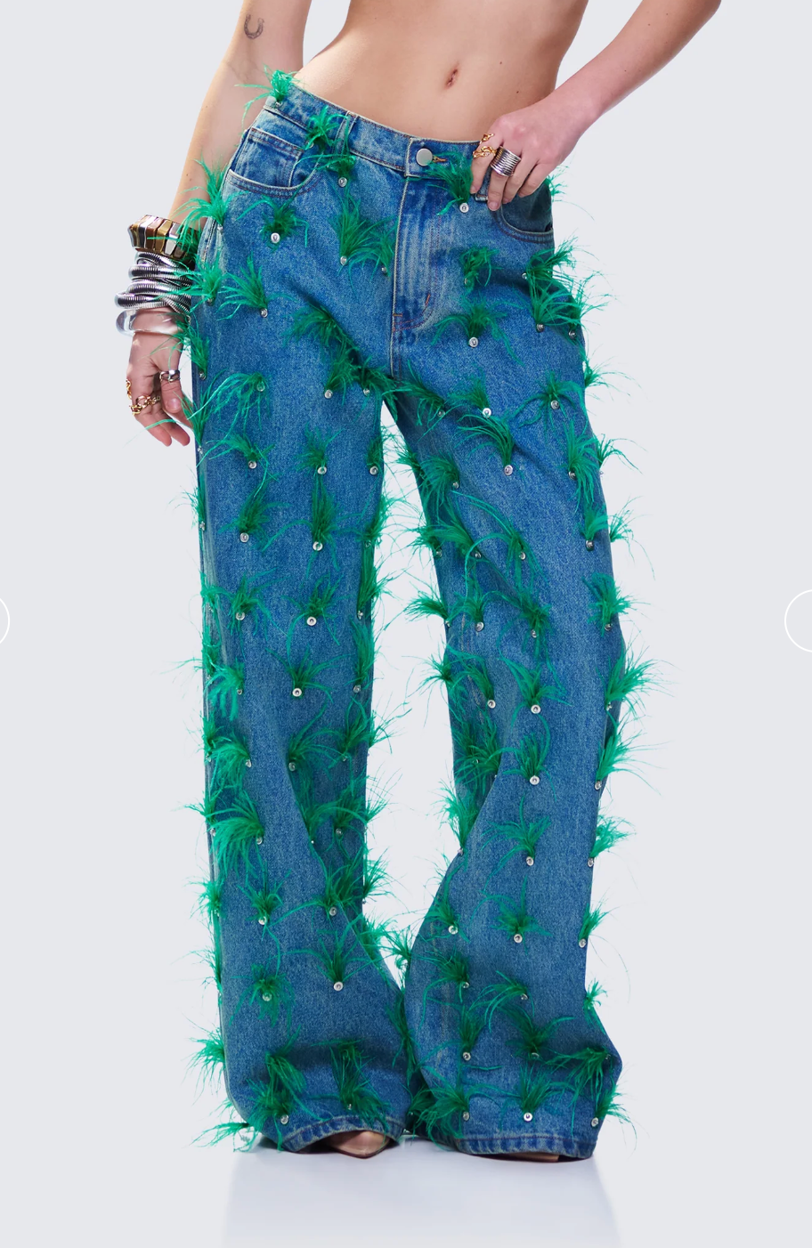 Zia Blue Denim Feather Straight Leg Pant