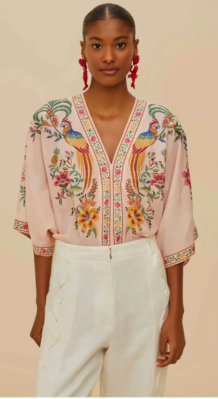 Farm Rio Delicate Forest Pink Bodysuit