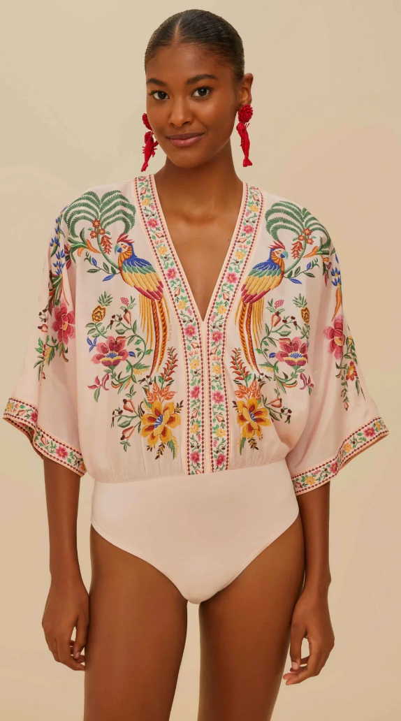 Farm Rio Delicate Forest Pink Bodysuit