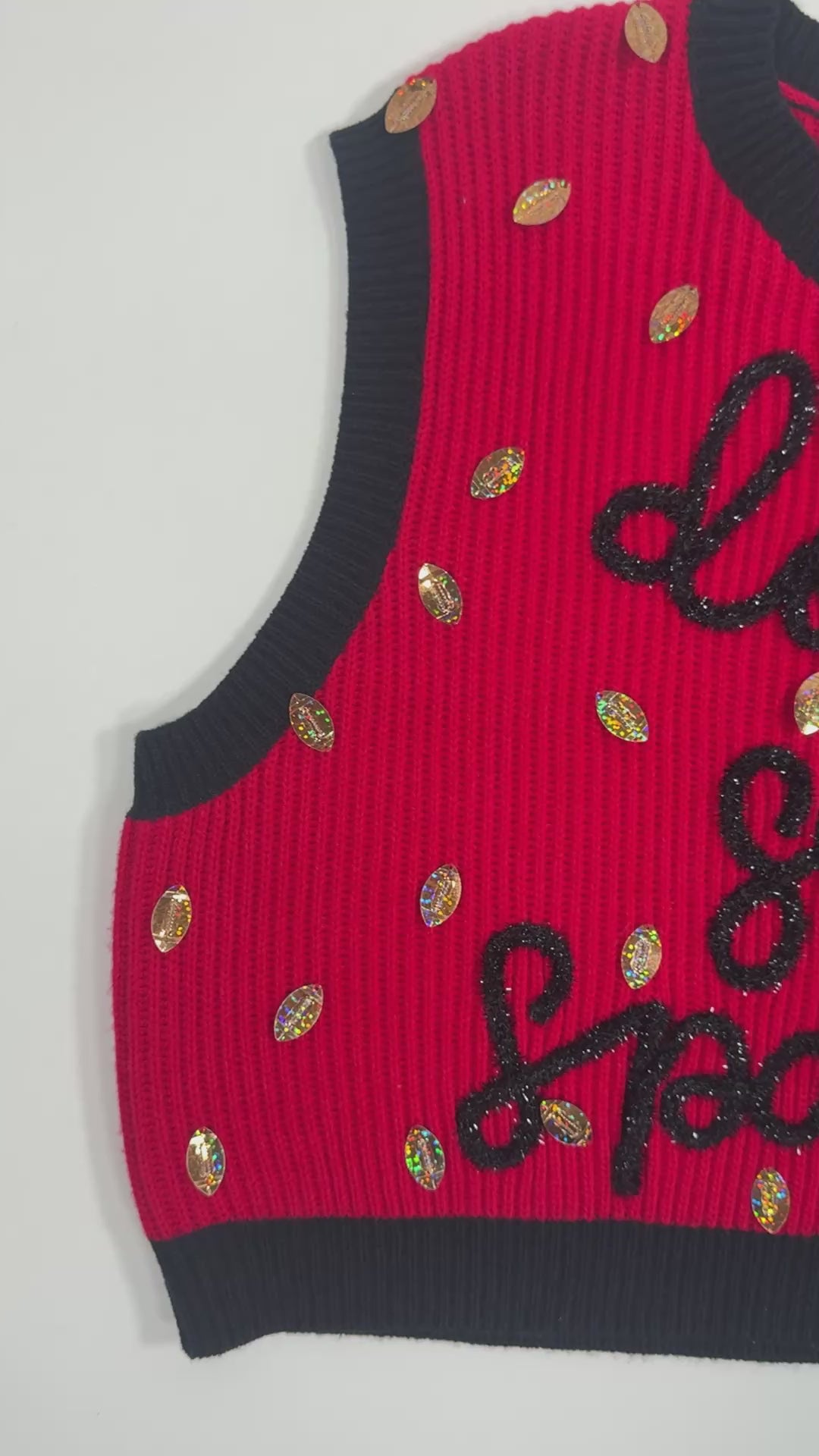 New With Tags- QOS Down Set Sparkle Red and Black Vest