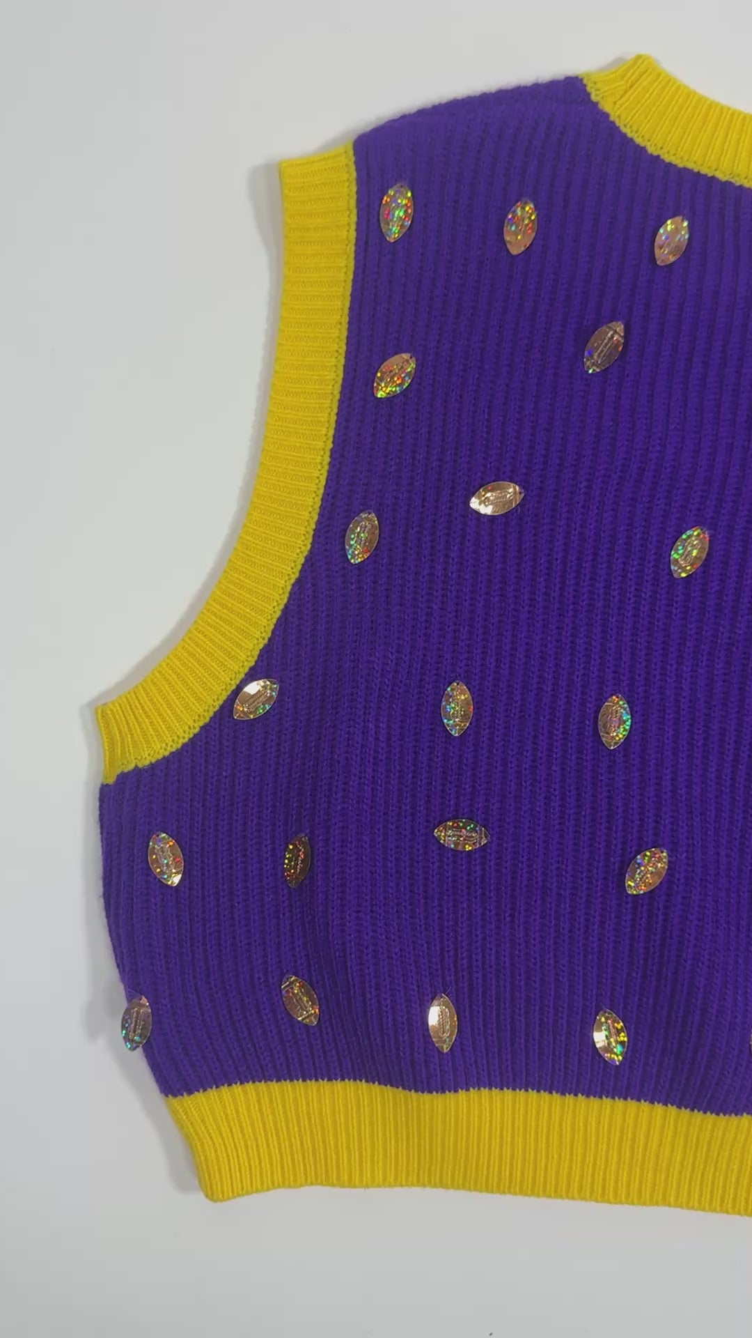 QOS Ready Set Sparkle Purple and Gold Vest