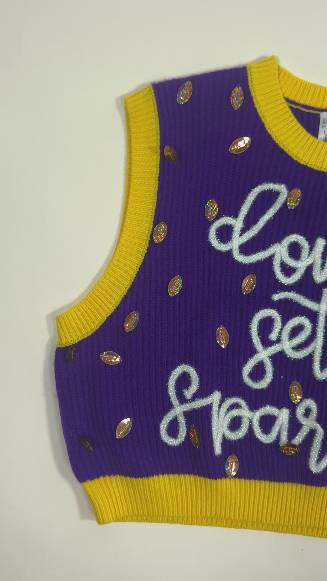 QOS Ready Set Sparkle Purple and Gold Vest