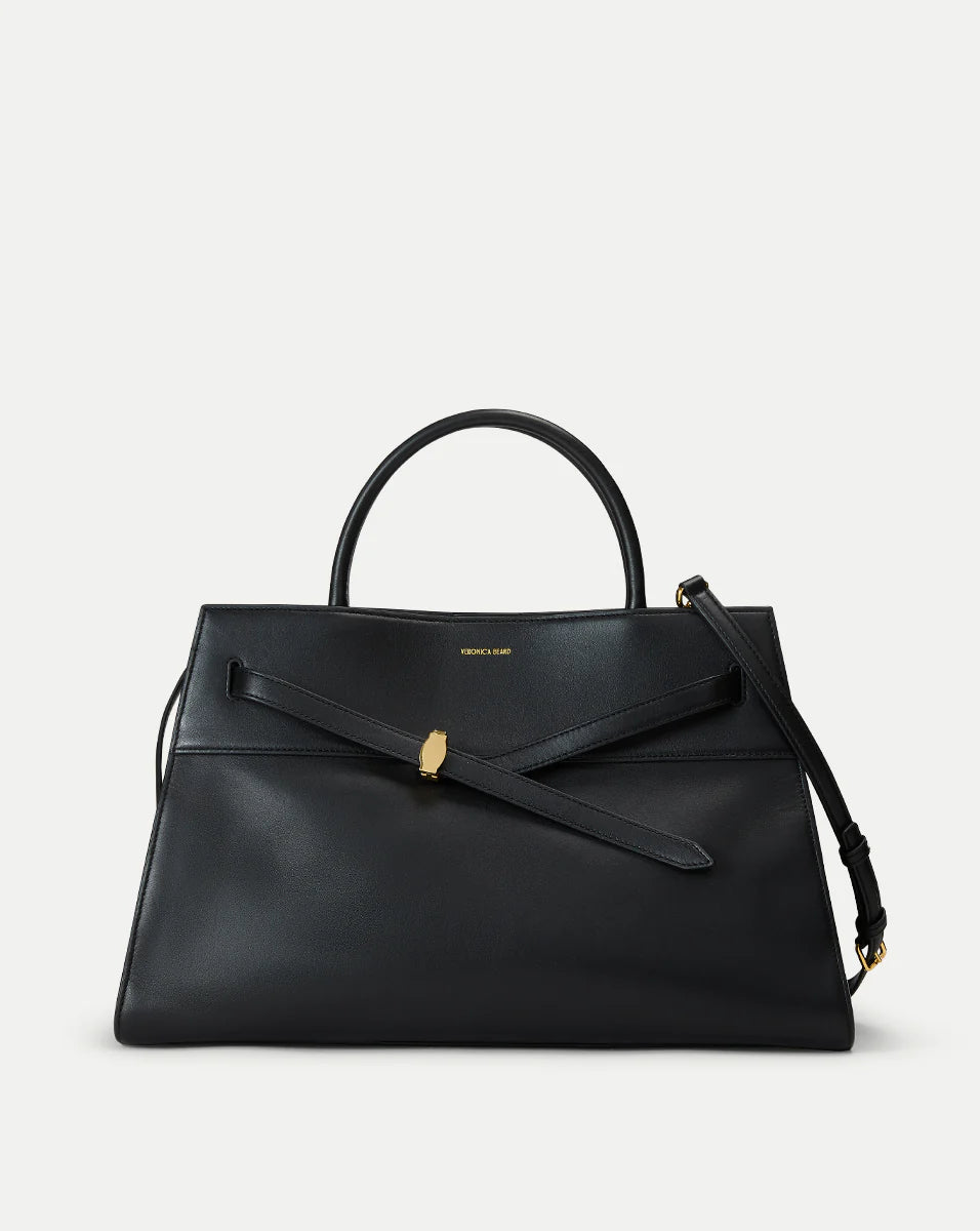 Veronica Beard Large Dash Bag in Black Leather